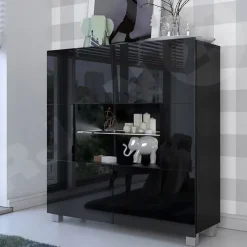 Vetrinetta 100x107h cm moderna soggiorno nero Corale