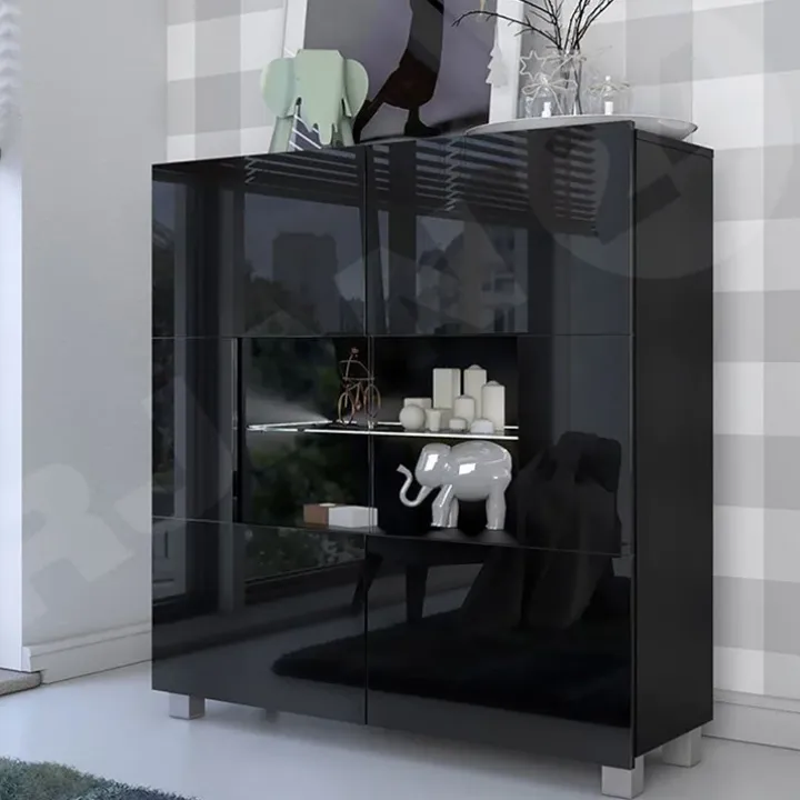 Vetrinetta 100x107h cm moderna soggiorno nero Corale