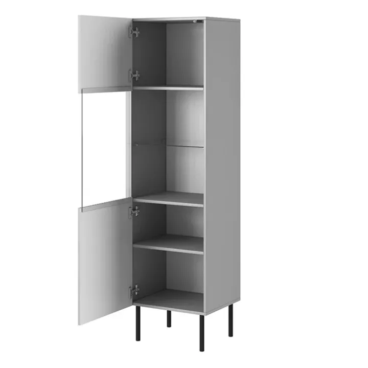 Vetrinetta 50x180h cm moderna soggiorno grigio chiaro nero Cadice